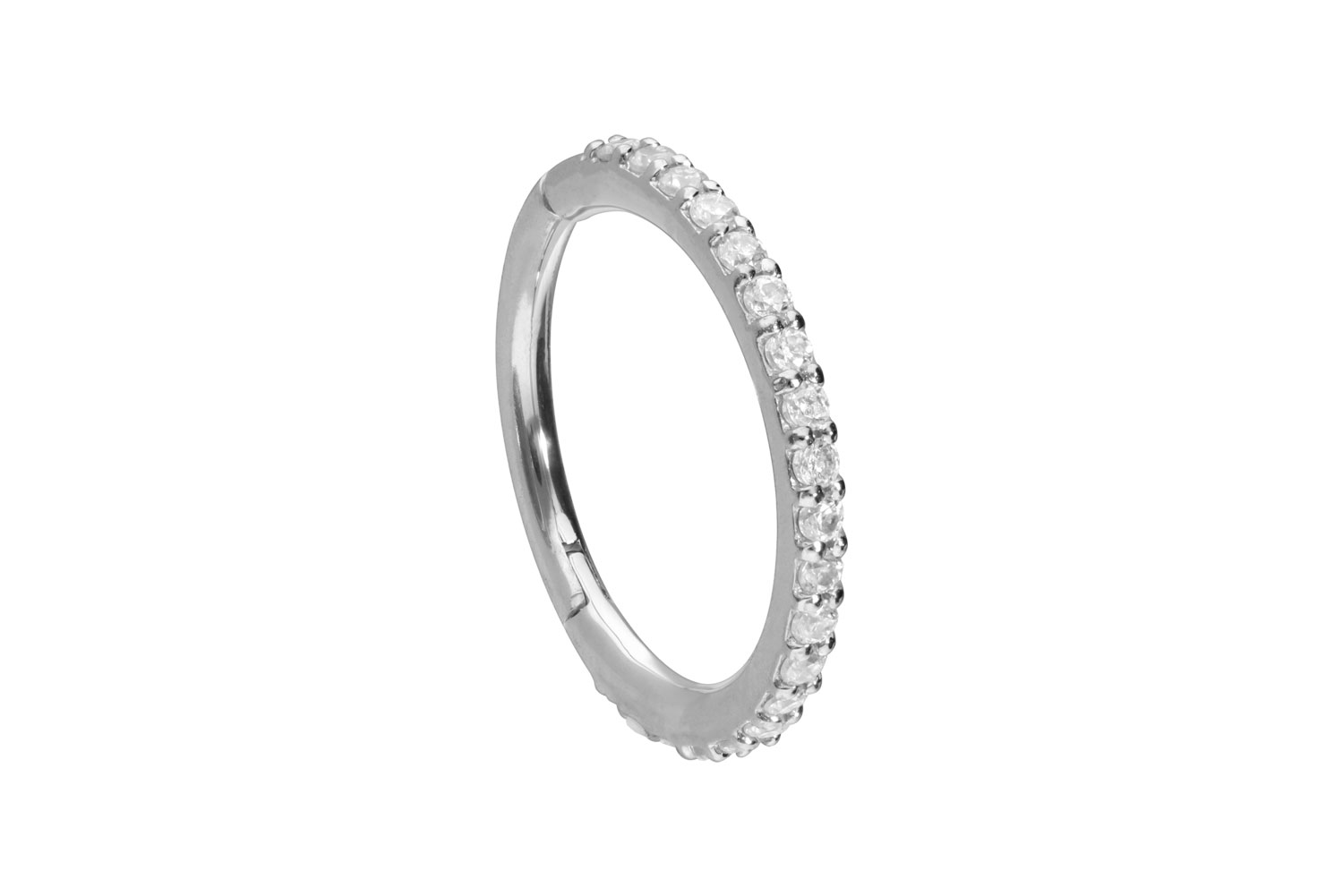14/18 Karat Gold Segmentring Clicker Piercing EINGEFASSTE MOISSANITE